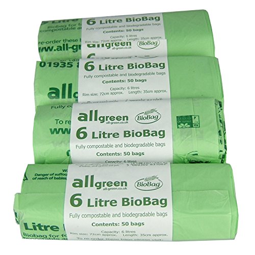 All-Green 6 Liter kompostierbarer BioBag Küchenmüllsack, 200 Müllsäcke