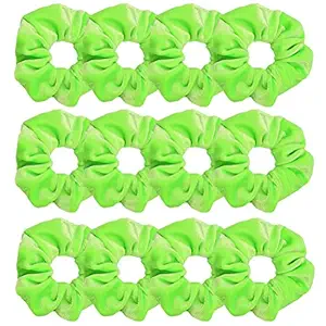 GUVASS Neon Scrunchies for Hair,12 Pack Neon Green Velvet Scrunchy Elastics Bobbles Soft Hair Bands Hair Ties