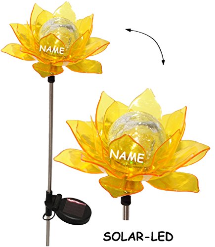 Solar Leuchte – “ Blume & Blüte – GELB “ – Solarblume mit LED Licht – Garten Wetterfest für Außen – Figur & Gartendeko Solarleuchte Solarbetrieben – Laterne Gartenleuchte Außenbeleuchtung – Solarleuchten Dekofigur / photovoltaik – Lampe / Gartendeko – Seerose - 3
