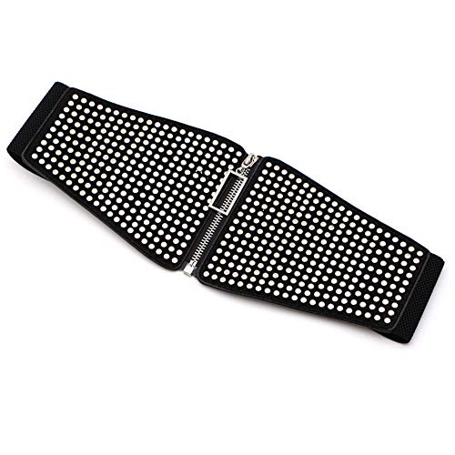 Cinturón Ancho de Piel elástica para Mujer Cinturón de cincha Estilo Punk Recortador Elástico de Cintura con Cremallera Relojes (Color : Negro, tamaño : Free Size)