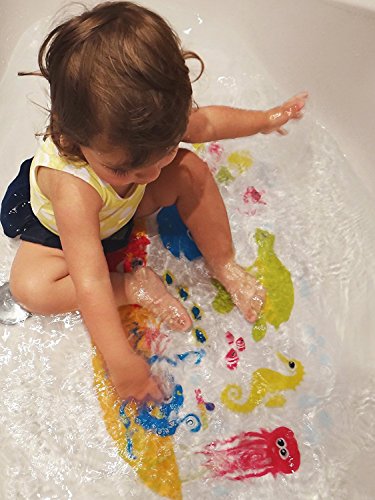 Salinka Rutschfeste Badematte Ozean – FREI von Phatalaten und Blei – Rutschfeste Matte für Badewanne und Dusche – aus strapazierfähigem mehltau- und schimmelresistentem PVC – viele starke Saugnäpfe – praktische Tasche für einfachen Transport – kostenloses E-Book - 6