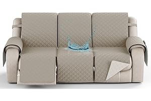 YNJJKA Reclining Chair Cover Sofa Covers Recliner 4 3 2 1 Seater Protector Waterproof for Armchair Chair, Non-Slip Fabric Couch Armchairs Protectors Pets(2128,3 SEATER 82")
