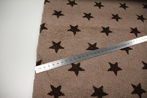 Stoff / Meterware / ab 25cm / beste Frottee-Qualität / Frottee Sterne dunkelbraun auf braun - 3