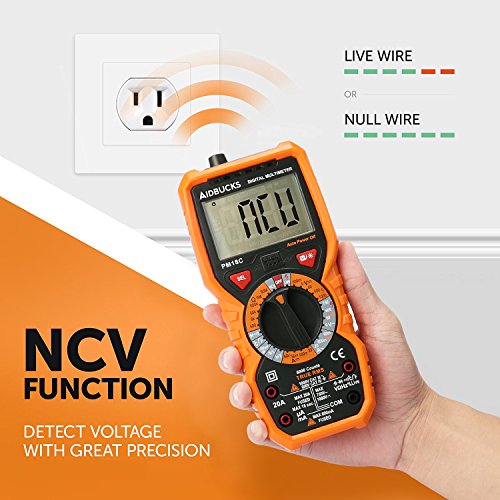 Multimeter Janisa PM18 Digital multimeter cat 3 Messgerät für AC DC Spannug Strom Widerstand Kapazität Frequenz sowie Kapazitanz berührungslose Spannungsmessung Digitales Voltmeter Amperemeter Ohmmeter mit groß LCD anwendbar für DIY - 4