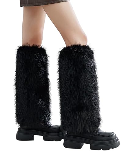 Guêtres Femme Fourrure Blanche 40cm - Jambières Y2K Chaudes Et Stylées Pour Bottes