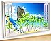 Produktbild M822 Leinwandbild, Motiv Parrot Island Paradise Living Canvas Wall Art Stickers Room Off The Wall Boys Girls Livingroom Cool 3D Picture Poster (92 x 52 cm), XL (115x65cm)