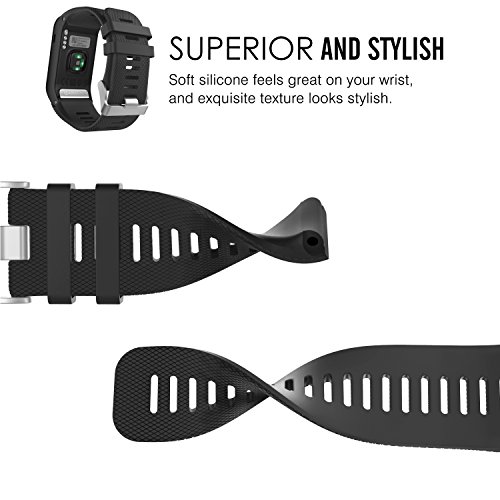 MoKo vívoactive HR Sport Armband – Silikon Ersatz-Uhrenarmband Uhrenarmband Einstellbar Armband Replacement Wechselarmband watch band für Garmin vívoactive HR Sport GPS-Smartwatch, Schwarz - 2