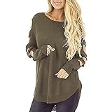 iHENGH Vorweihnachtliche Karnevalsaktion Damen Herbst Winter Bequem Lässig Mode Frauen Gestrickte Rundhalsausschnitt Lange Hülsen Hohle lose Pullover Pullover Jumper