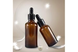 AUSUKY 2 x Brown Amber Glass Bottles With Rubber Dropper Pipette E Juice/Beard Oil (50ml)