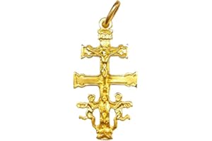 SEBAOTH Cruz de Caravaca Oro de Ley 18K- Dije con Angeles - Fabricadas y enviadas desde Caravaca - Tamaño a elegir. Unisex. Ideal para regalo