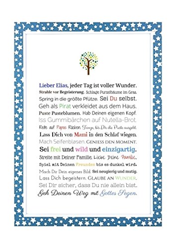 Taufgeschenk Junge | Personalisiertes Bild als Geschenk zur Taufe für Kinder und Babies in DIN A4 - Ideal als Gastgeschenk von Taufpaten - 3