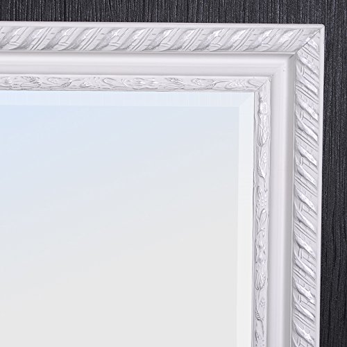 WANDSPIEGEL BAROCK Weiß-Silber ANTIK DESIGN SPIEGEL Stripe 70x50cm HOLZRAHMEN - 3