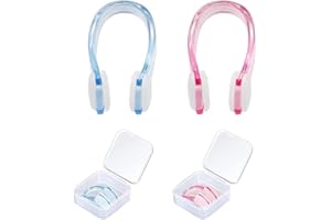 DreamAug Nose Clip Swimming, Swimming Nose Clip Kids Adult 2Pcs, Silicone Plastic Waterproof Clear Colorful Nose Clip with Storage Box, Training Water Sports Outdoor Activities Pool Accessories
