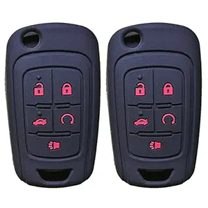 2Pcs Coolbestda Silicone Flip Key Fob Remote Cover Case Skin Keyless Jacket Holder Protector for Chevrolet Equinox Camaro Cruze Malibu Sonic Volt Park