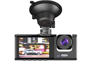Aumotop Dashcam Cámara Coche, 1080P DVR Camara Coche Vigilancia, Frontal e Interior y Trasera Pantalla de 2 Pulgadas, Soporte de Visión Nocturna Grabación en Bucle Bloqueo de una tecla