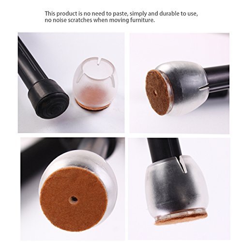 tankerstreet Kunststoff Stuhl Tisch Bein Bodenschoner Gummi rund für Eßzimmer Tisch, Holz Kunststoff Bodenschoner Matte Pads transparent für Stuhl Tisch 25–29 mm, Möbel Tisch Bein Bodenschutz Tassen Kappen transparent, 8 Stück - 4