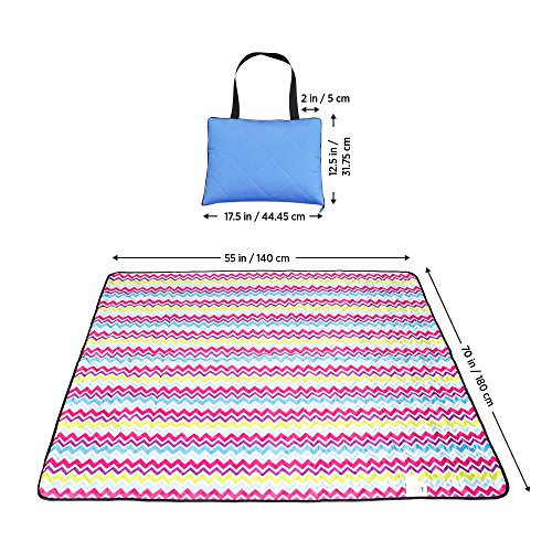 Roebury Outdoor Picknickdecke für die Ganze Familie 140 x 180 cm – Wärmeisoliert & Wasserdicht mit Tragegriff. Campingdecke Stranddecke Reisedecke für Jeden Untergrund - 3