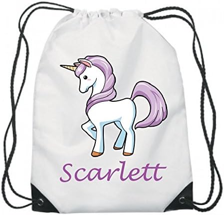 PERSONALISED GYM BAG. DRAWSTRING, SWIMMING, PE, SPORT, SCHOOL, ANY NAME, UNICORN 2