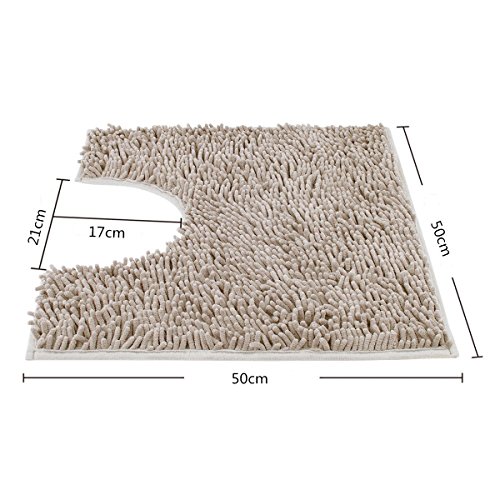 Leefrei Anti-Rutsch-Beschichtung WC-Vorleger /Badvorleger /Badematte (50x50cm, Beige) - 3