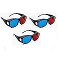 Jambar JD-06-3 Nvidia Red & Anaglyph 3D Plastic Frame Glasses, Red Cyan 3D Movie Video/Games/Books 3D Viewing Glasses (3 Pcs. Pack)