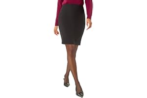 Roman Originals Short Skirt for Women UK - Ladies Textured Pull On Mini Stretch Cotton Jersey Pencil Tube Smart Summer Bodycon Knee Length A-Line Straight Work Office Formal