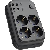 Babilden 5 Metre Termal Akım Korumalı 4'l&uuml; Priz &Ccedil;oklayıcı, 4 USB 2 Type-C Girişli 16A 4000W D&ouml;rtl&uuml; D&ouml;n&uuml;şt&uuml;r&uuml;c&uuml; Uzatma Kablosu