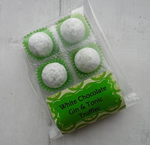 Treat Pack of 6 Gin &amp; Tonic White Chocolate Truffles - Stocking Filler, Secret Santa, Treat Yourself!