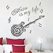 Hotportgift Guitar Inspiring Quote "Music Is My Life" Wall Sticker For Room Decal