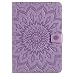 Produktbild iPad Mini Hülle,iPad Mini 2 Hülle,iPad Mini 3 Hülle,Surakey iPad mini 1 / 2/ 3 Smart Case Cover Leder Tasche Brieftasche Schutzhülle,Prägung Mandala Sonnenblume Malerei Muster PU Lederhülle Flip Wallet Case im Bookstyle Cover Hüllen Schale Stand Ständer Etui Karten Slot Smart Shell Cover Schutzhülle Etui Tasche für iPad Mini/iPad Mini 2/iPad Mini 3, Lila