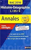 Image de Histoire-Géographie Tles L, ES, S : Sujets corrigés