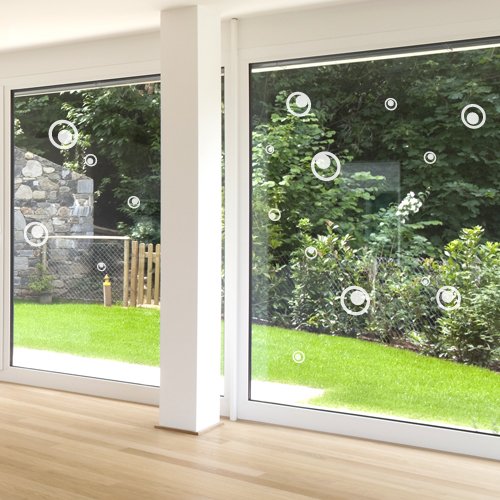 Vogelschutz-Aufkleber für Fenster, Retro-Kreise, 20 Stück, erhältlich in 33 Farben mittelgrau - 4