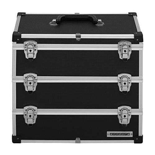 Werkzeugkoffer Angelkoffer Präsentationskoffer 3 Ebenen Alu 32L – Schwarz - 3