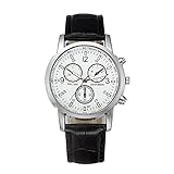 Fitbitt Unisex-Uhren, Mode Quarz Wasserdichte Uhr, Business Casual Armbanduhr mit Lederband,White