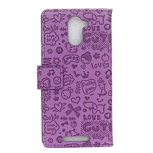 COVO   PU TPU Faux Cuero Billetera Funda para BQ Aquaris U Plus con Stand Funci  n  P  rpura 