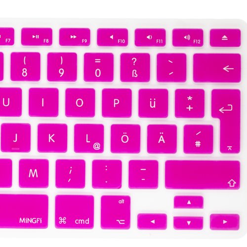 MiNGFi Deutsche Tastatur Silikon Schutz Abdeckung QWERTZ für MacBook Pro 13, 15, 17 Air 13 Zoll EU Keyboard Layout Silicone Cover – Hot Pink - 5