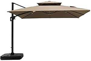 INIFLM 3X3M Covers Cantilever Umbrella Replacement Canopy, Outdoor Market Patio Table Strong Cover, Umbrella Canopy Replacement for Backyard Garden Courtyard(Khaki)
