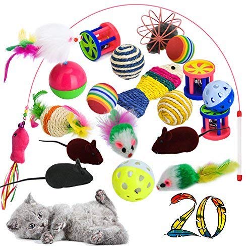 7 stars Juguetes para Gatos, 21 Piezas Juguete Interactivo para Gatos con Plumas