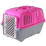 Transportin Gato Y Perro, Transpirable Caja De Aire Móvil Portátil para Mascotas Gato Perro Jaula De Aire Caja De Viaje De Plástico, Perros Y Gatos Pequeños,Rojo,S