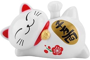 ‎ZERODIS Zerodis Entzückende Glückskatze faul liegend winkenden Arm zuwinken Glückskatze solarbetriebene Autozubehör Dekoration(#2)