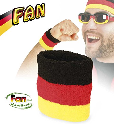 Preisvergleich Produktbild Schweißband FAN Deutschland Schweißarmband Deutschlandfarben Frotteearmband Sweatband Handgelenkband Schwarz rot gold Fußball WM EM