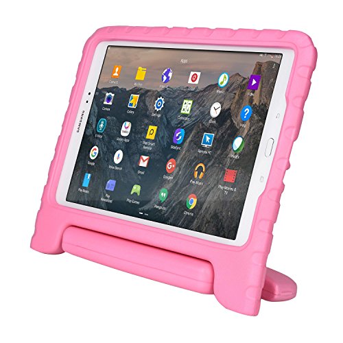 Samsung Galaxy Tab A 9.7 hülle fur kinder, COOPER DYNAMO Beanspruchbare, strapazeirfähige, robuste, gepolsterte Hartschalenhülle mit integriertem Griff, Standfunktion & durchsichtigem Displaysschutz (Pink)