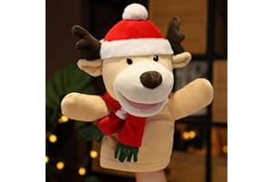 URFEDA Marionnettes à main de Noël, Père Noël, renne, bonhomme de neige, jouet en peluche pour enfants avec bouche ouverte amovible pour l'enseignement des histoires, le jeu de rôle préscolaire, le Père Noël