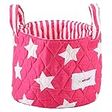 Minene 1237 Aufbewahrung Korb Klein, Fuchsia mit weißen Sternen, 18 x 22 x 22 cm