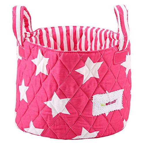 Minene Small Storage Basket with Stars (Fuchsia/ White)