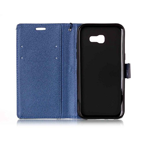 Galaxy A5 2017 Hülle,Galaxy A5 2017 Schutzhülle,Galaxy A5 2017 Leder Hülle,ikasus® Schlagfarbe Nähte Spleiß Stil Naht Farben PU Lederhülle Flip Hülle im Bookstyle Cover Schale Slim Fit Soft Silikon Magnetverschluss Schutzhülle PU Leder Hülle Flip Wallet Case Kunstleder Tasche Cover mit Standfunktion und Kartenfächer Tasche Wallet Case für Samsung Galaxy A5 (2017) SM-A520F (5,2 Zoll) – Blau - 4