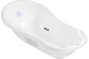 Hylat Baby - Yeti White - Baby Bath with Thermometer, Bath Plug and Non-Slip Mat - Bathtub for Newborns and Babies up to 12 Months - BPA-Free Plastic, Children's Baby Born Tub