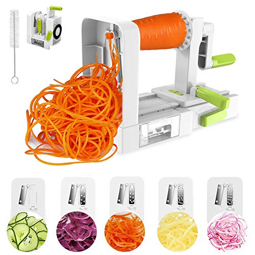 Coupe-Légumes Spirale de légumes avec 5 lames, Trancheuse à Spirale, Découpe-légumes facile à utiliser pour tr