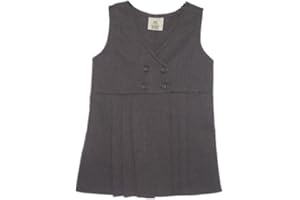 ONLYUNIFORM Girls School Uniform V Neck 2 Button Pinafore-Grey-5-6 Years