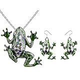 Gudeke Cristal Collar de Rana Escalada Pendientes Conjuntos para Mujeres