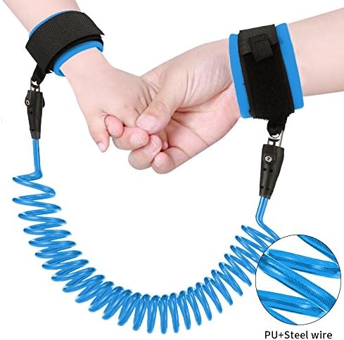 BALMORA 8.0 Foot Child Safety Tether For Walking In Public Places, Safety Wrist Link, Anti Lost Wristband (Blue)